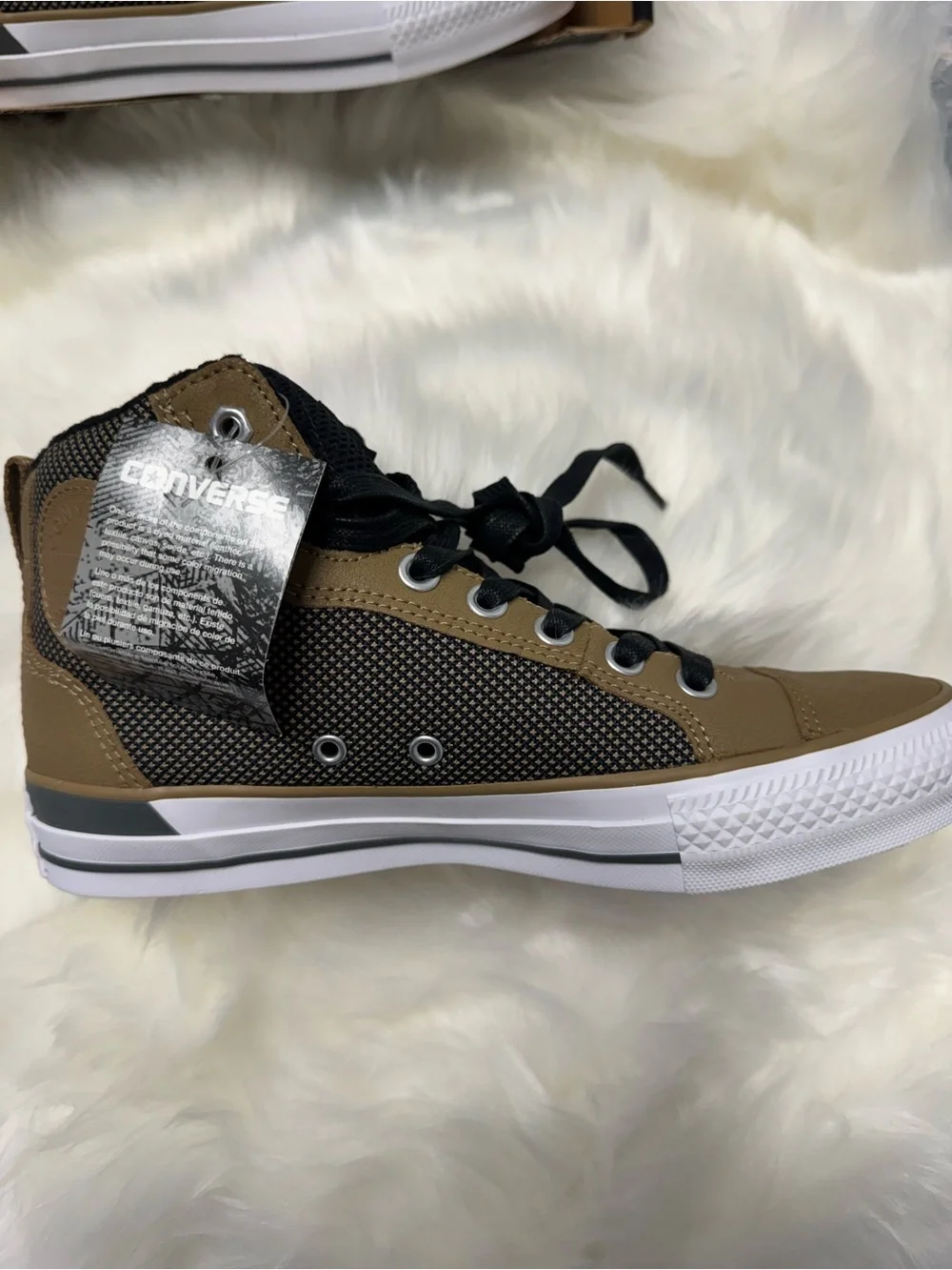 Converse All Star High-Top Sneakers in Tan and Black